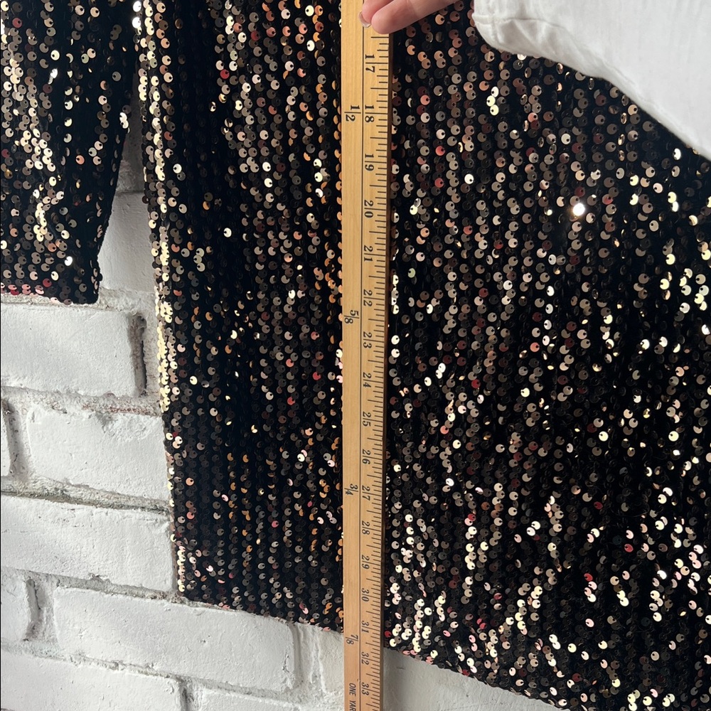 Sequin Long Sleeve Cocktail Dress - Black/Gold - ONLY - Picture 10 of 13
